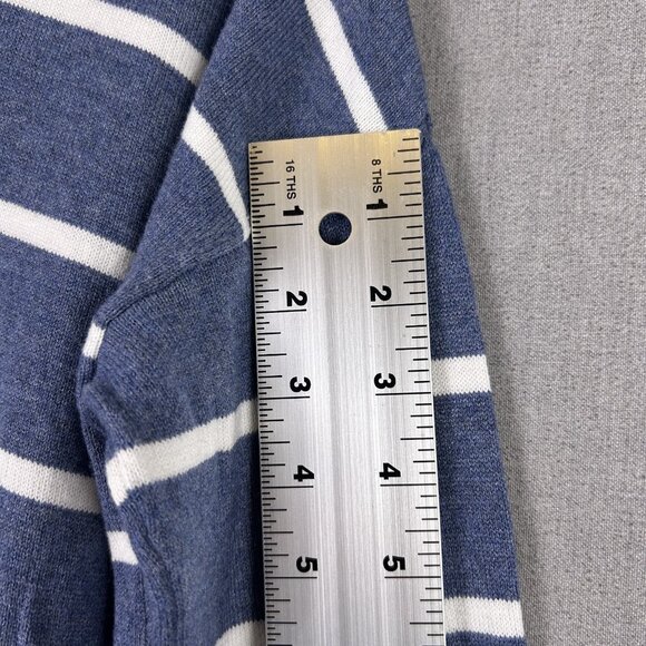 J. Jill Sweater Women’s X-Small Blue Striped Floral Embroidered Hooded Casual - Picture 4 of 9